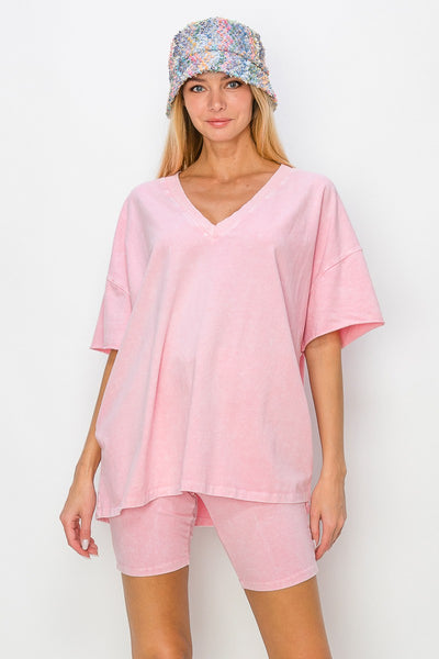 lead the way mineral wash tee | cupcake pink
