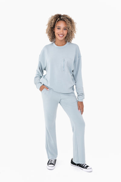 never let go high-waist pants | smoky blue
