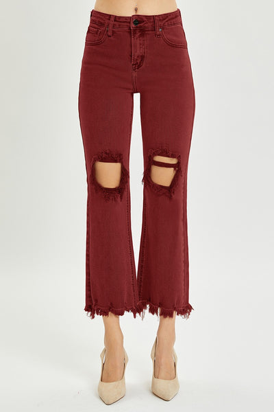 chase distressed straight leg jeans | wine
