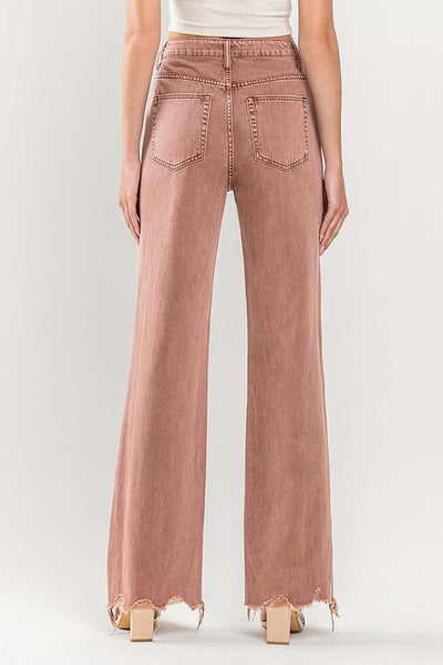 jewel high rise raw hem kick flare jeans | russet