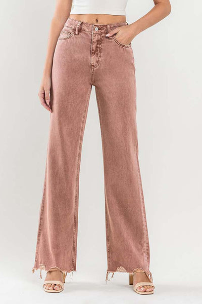 jewel high rise raw hem kick flare jeans | russet
