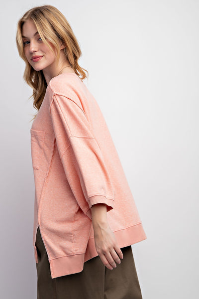 sorbet summer french terry top | peach
