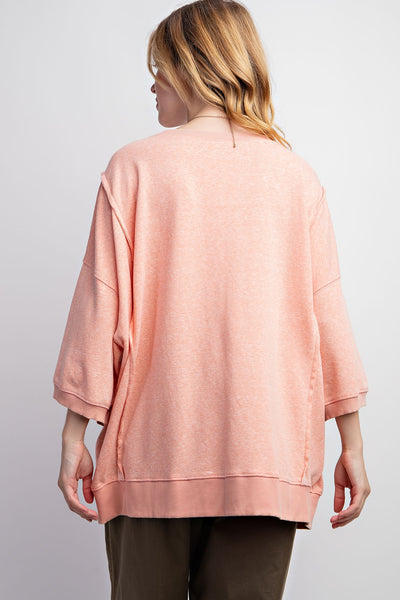 sorbet summer french terry top | peach