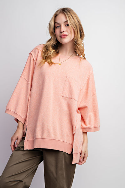 sorbet summer french terry top | peach