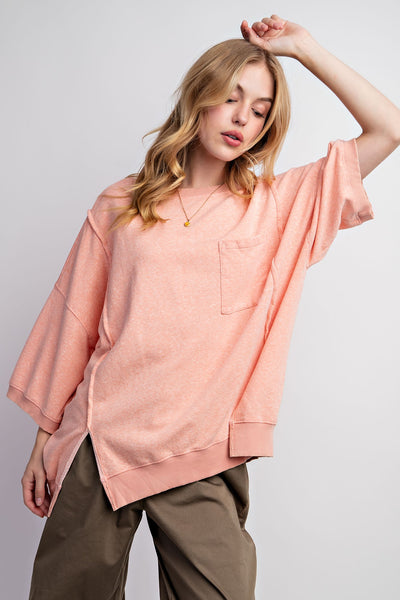 sorbet summer french terry top | peach