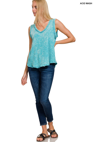 easy on me washed tank | light teal
