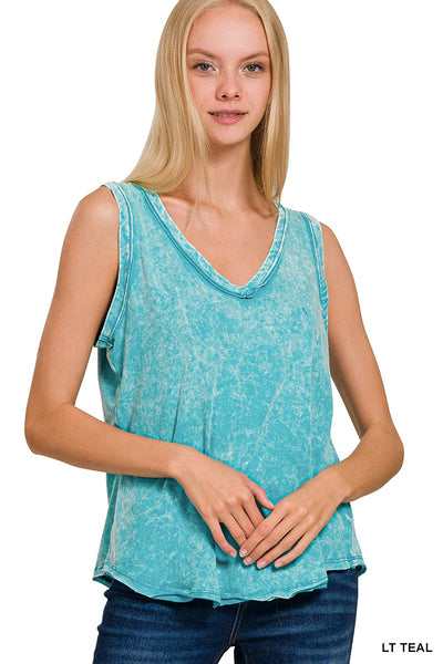 easy on me washed tank | light teal