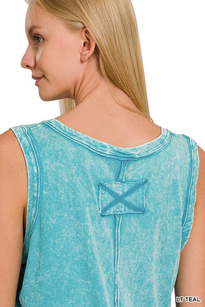 easy on me washed tank | light teal