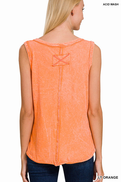 easy on me washed tank | coral