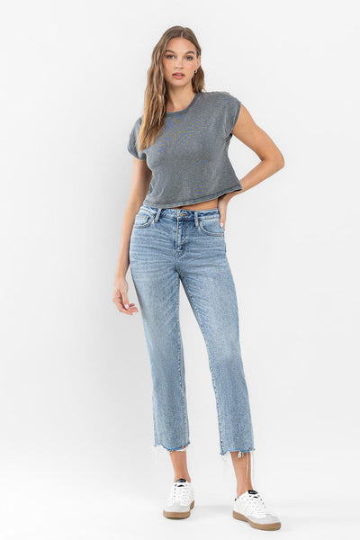 emery high rise crop straight jeans | ergonomical