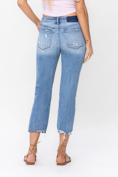 charlie mid rise cropped straight jeans | transparent