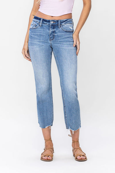 charlie mid rise cropped straight jeans | transparent