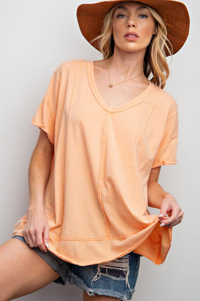 adored by all mineral wash top | cantaloupe