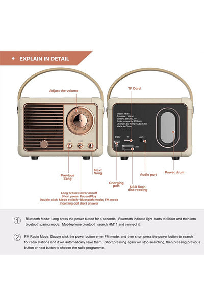 retro mini wireless bluetooth speaker | pink
