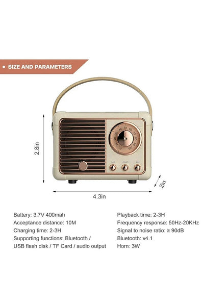 retro mini wireless bluetooth speaker | pink