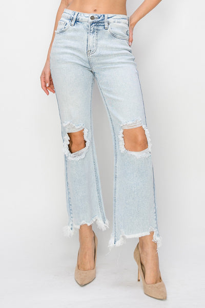 mason high rise straight cropped jeans | light acid