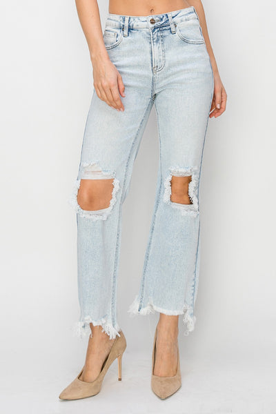 mason high rise straight cropped jeans | light acid