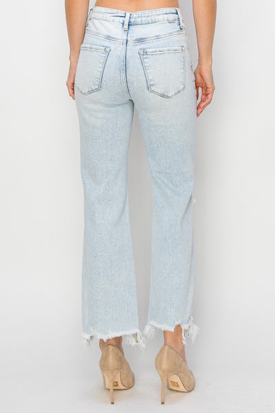 mason high rise straight cropped jeans | light acid