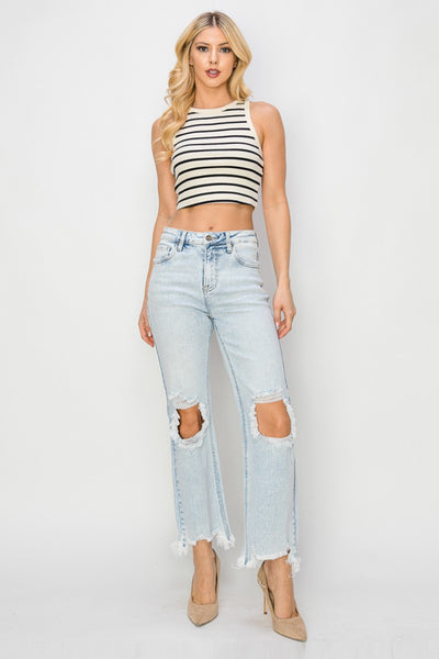 mason high rise straight cropped jeans | light acid