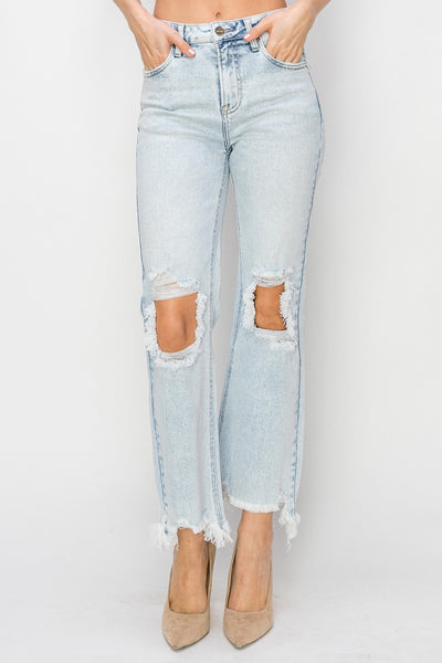 mason high rise straight cropped jeans | light acid