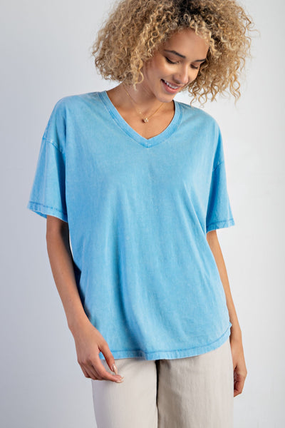 playing the odds mineral wash top | sea blue
