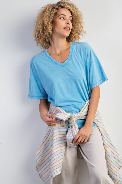 playing the odds mineral wash top | sea blue