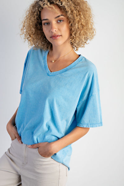 playing the odds mineral wash top | sea blue