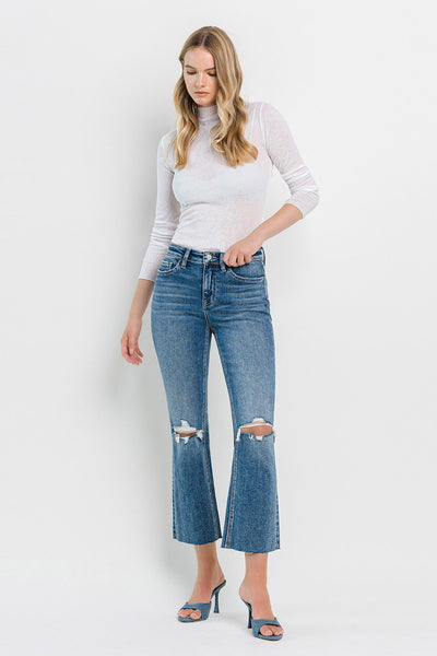 bella high rise crop flare jeans | feasibly