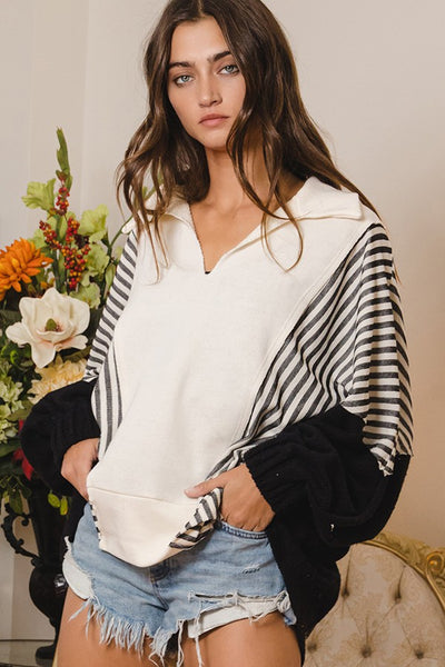even the score terry top | cream + black