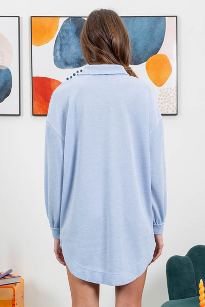 better think again knit dress | dusty blue