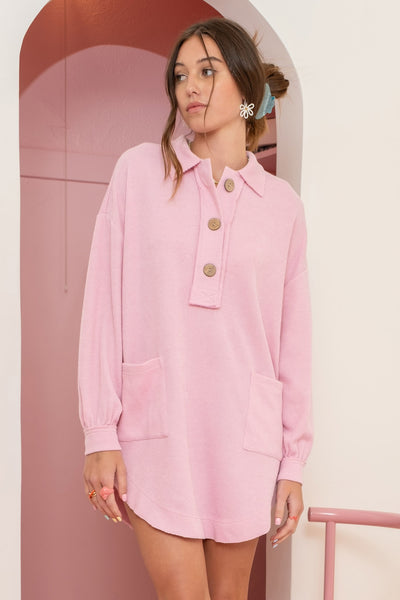 better think again knit dress | light pink
