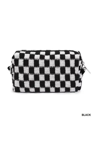checkered cosmetic pouch | black