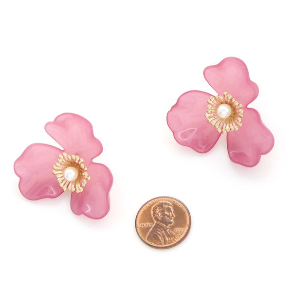 acetate pearl flower studs!