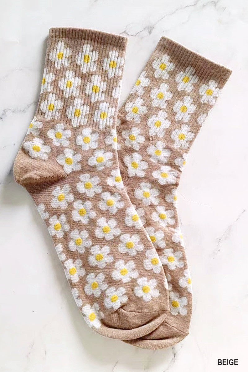 daisy crew socks | beige