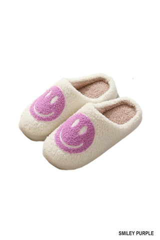 smiley slippers | purple + white