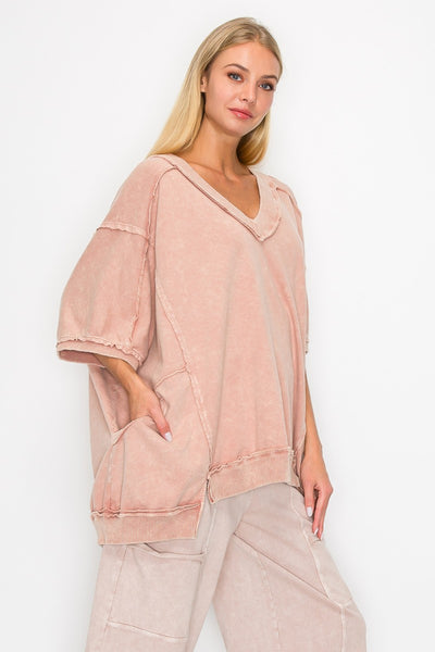 a little getaway mineral wash terry top | sugar rose