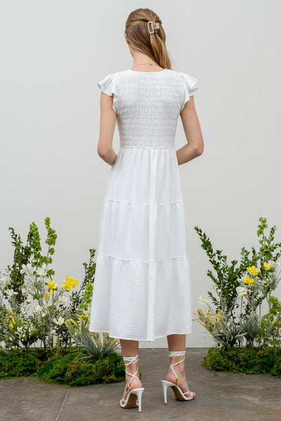 new day flutter sleeve midi dress | white