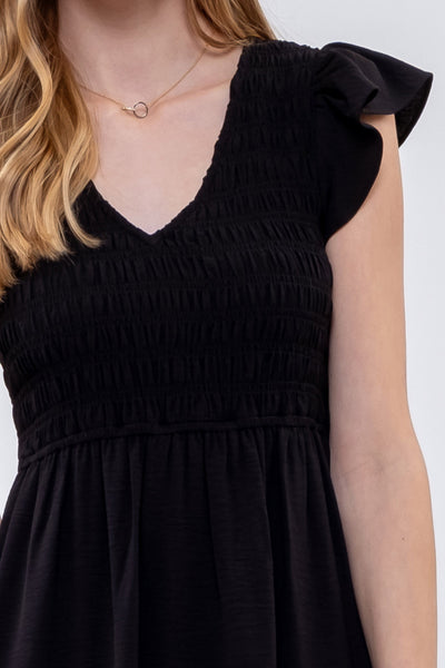 new day flutter sleeve midi dress | black