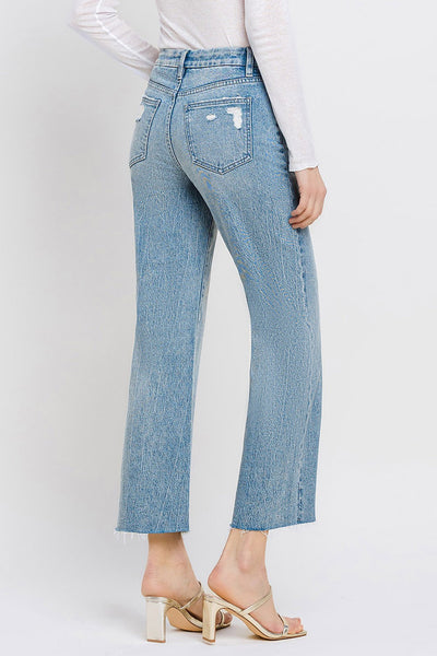olivia mid rise crop wide leg jeans | shiny