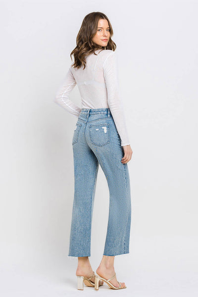olivia mid rise crop wide leg jeans | shiny