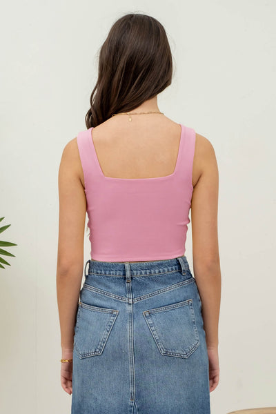 meant for you square neck cropped tank | pink