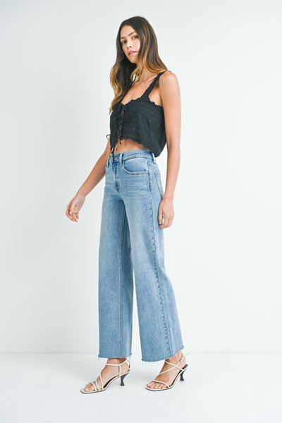 harlowe high rise wide leg jeans | medium wash