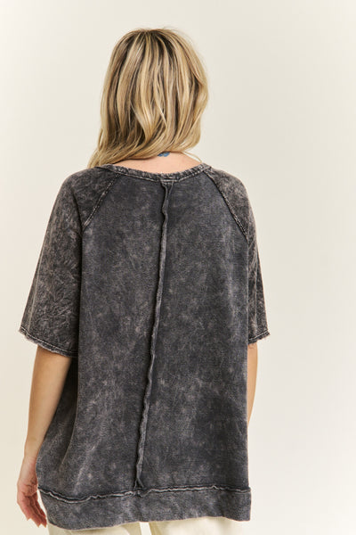 a little unpredictable mineral wash top | ashed black