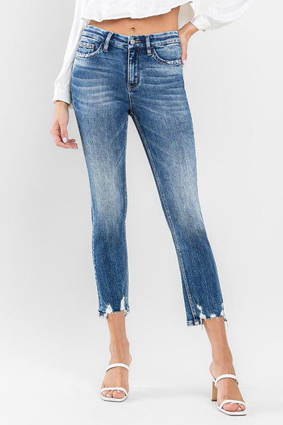 scott high rise distressed hem slim straight jeans | intrigue