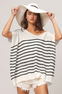 handle my own striped dolman top | black