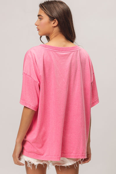 embracing the grind washed jersey top | fuchsia