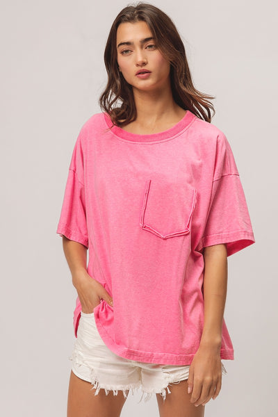 embracing the grind washed jersey top | fuchsia