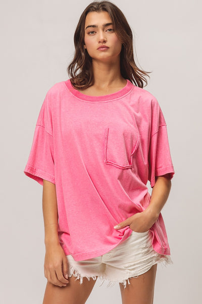 embracing the grind washed jersey top | fuchsia