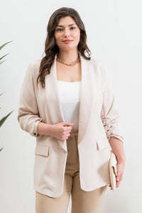 cherish the moment blazer, plus size | oatmeal