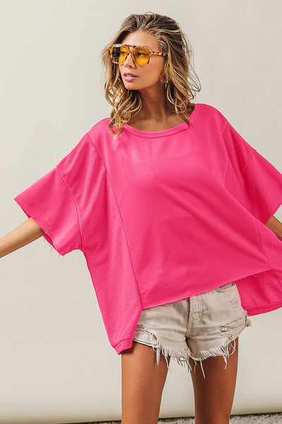 always winning french terry top | fuchsia